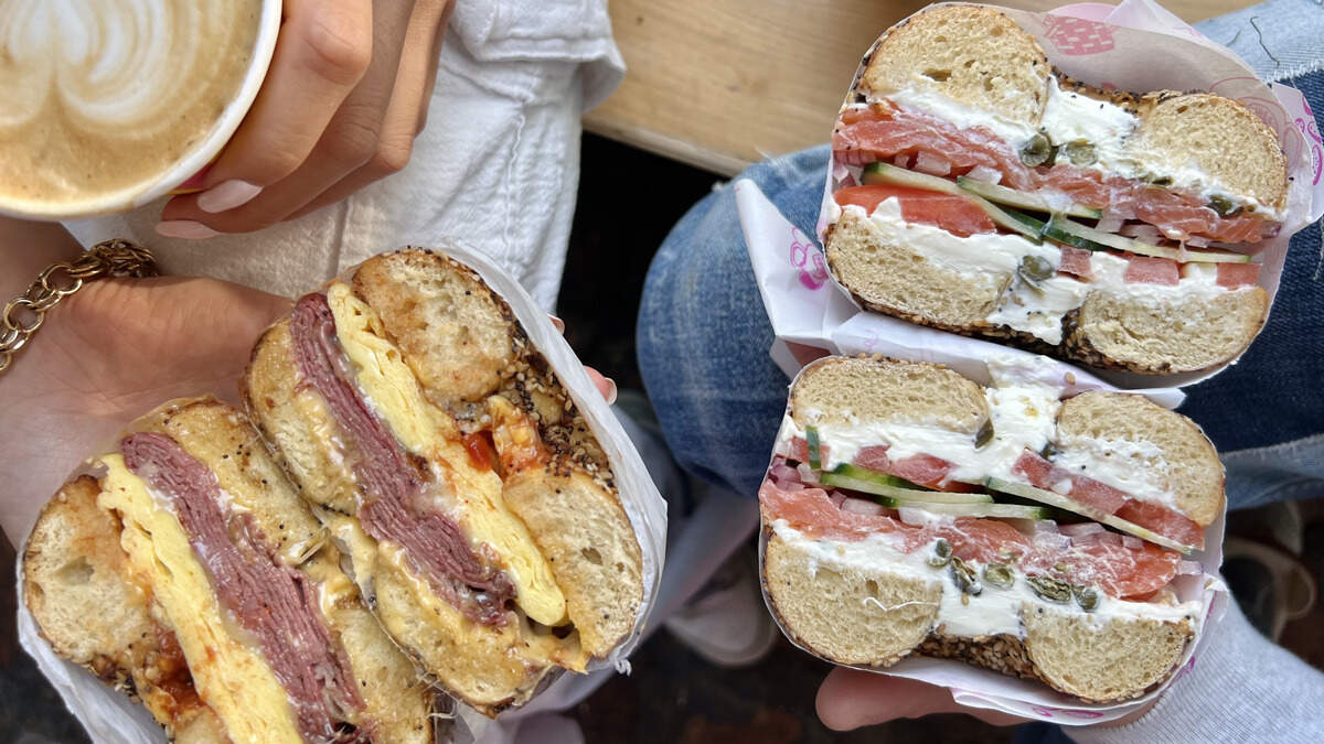 The Bacon Sun City and Royal Palm bagel sandwiches at Call Your Mother, which is coming to Coral Gables.